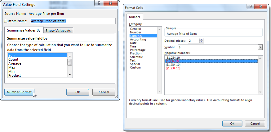 Dressing Up Your PivotTable Design - Change Number Format